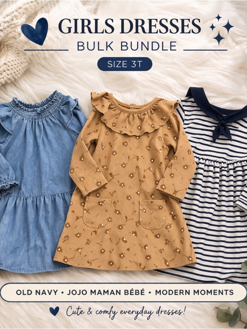 Lot of 3 girls dresses sz 3T jojo maman Bebe, old navy, modern moments
